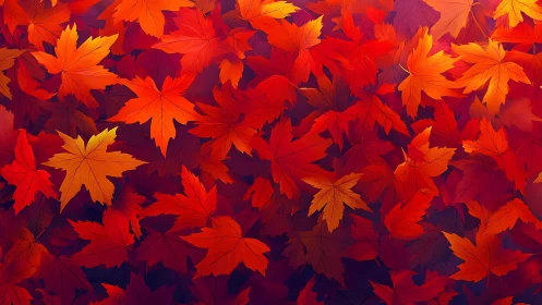 Layered digital maple leaves form dense overlapping pattern