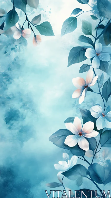 Luminescent Botanical Composition with Translucent Floral Forms and Tonal Gradient