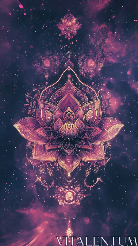 Celestial lotus mandala unfolds in glowing cosmic petals.