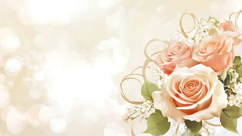 Soft morning roses whisper through loops of golden light