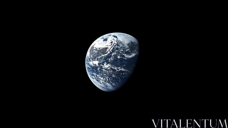 Planet Earth floats isolated in deep black space void