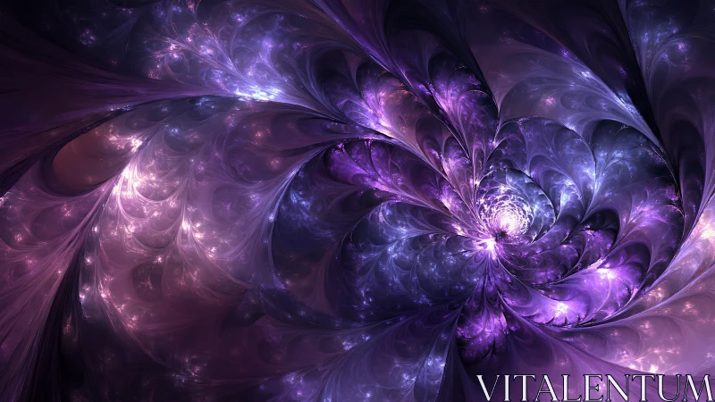 Spiral Nebula Petals in Shimmering Violet Night Glow.