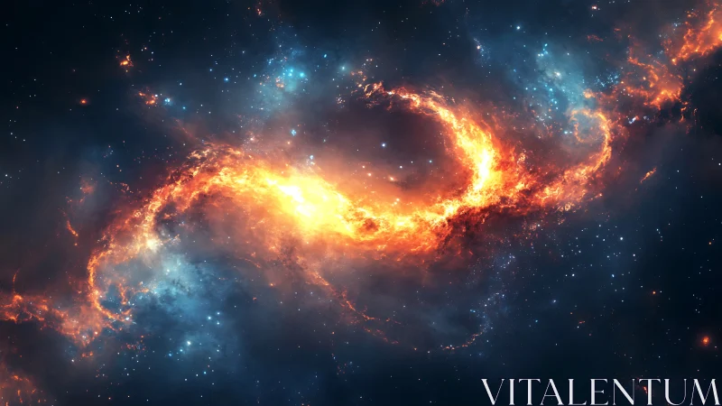 Fiery nebula ring blazes through a star-filled deep cosmos