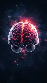 Digital rendering shows illuminated brain against dark field