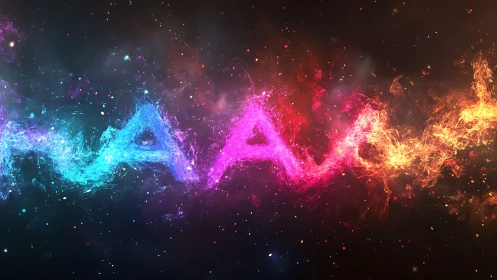 Colorful nebula-like text effect forming repeated A shapes.