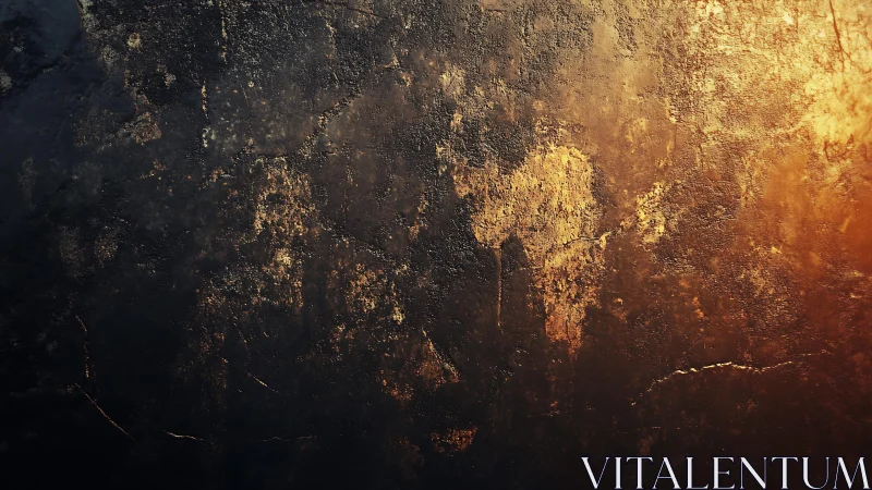 Grunge textured wall with golden light, abstract urban style.