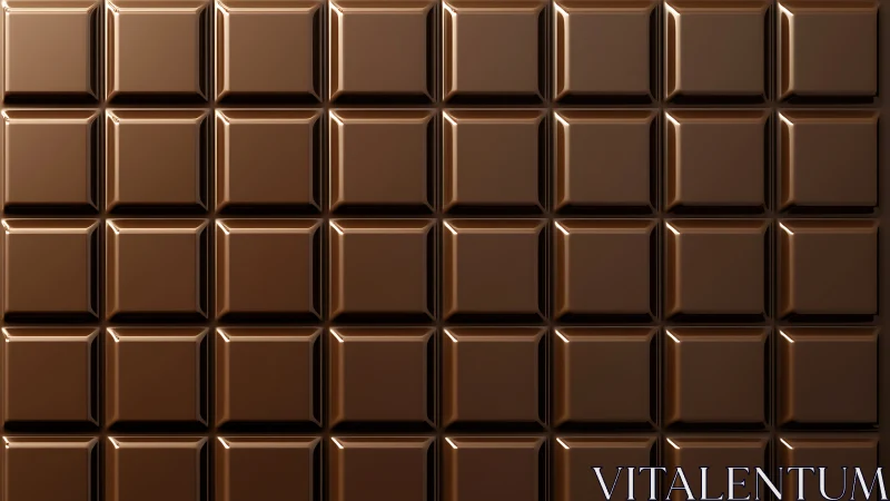 3D Rendered Chocolate Bar Grid with Beveled Edges and Specular Highlights
