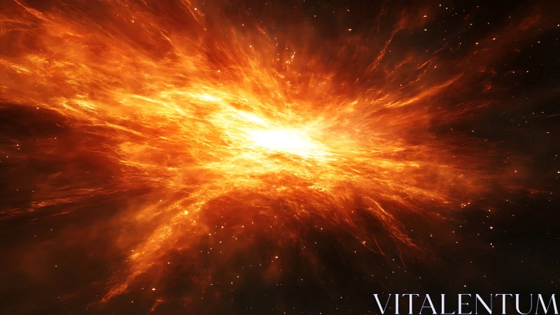 Stellar-scale fiery cloud expansion in deep space field.