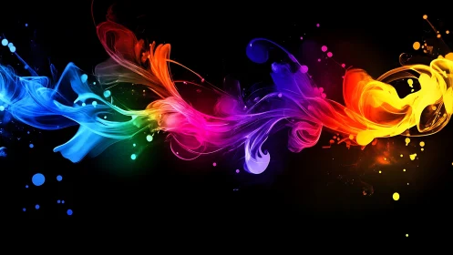 Chromatic fluid dynamics ribbon on high-contrast black field.