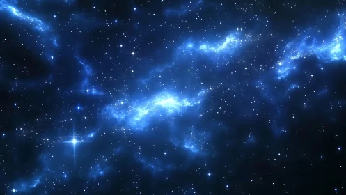 Starlit nebula rivers drift through deep electric midnight.