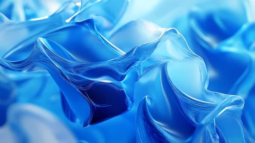 Abstract flowing blue shapes with smooth translucent textures.