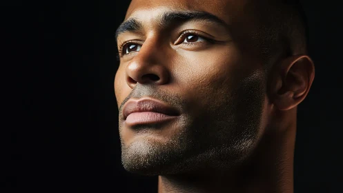 Warm portrait of a hopeful man in soft, dramatic light.