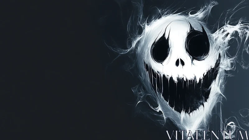 Ghostly smoke skull screams from the darkness with feral energy