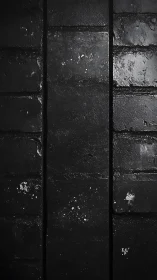 Dark brick wall texture shows worn central vertical band