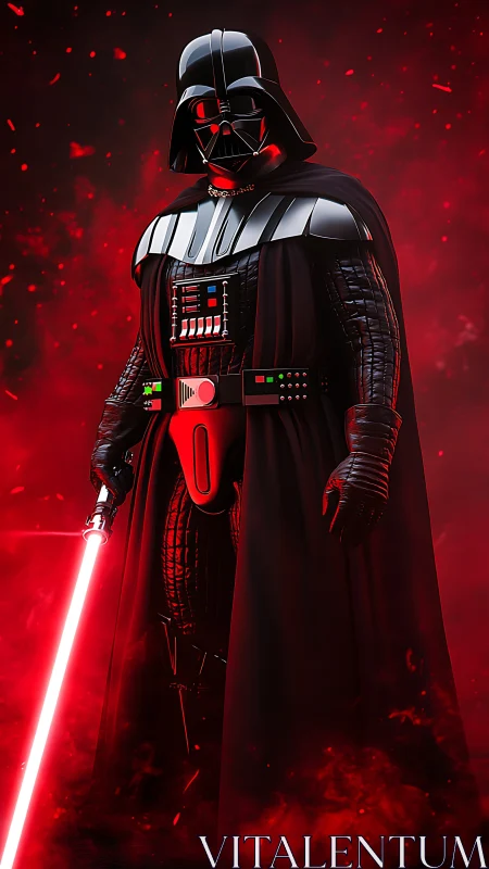 Midnight warlord ignites crimson storm in burning void.