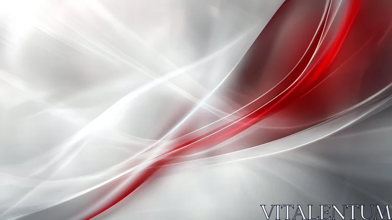 Abstract red and white flowing wave background in modern digital style.
