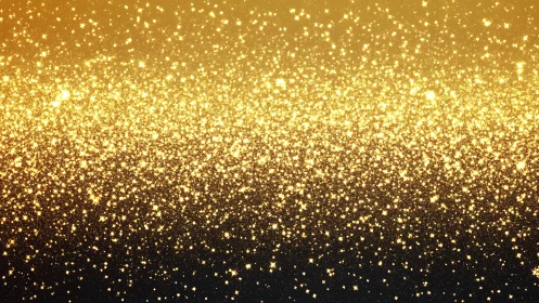 Dense horizontal gradient of dispersed golden light points.