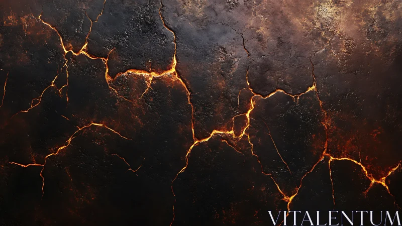 Molten Lava Cracks Glow Against Charred Earth.