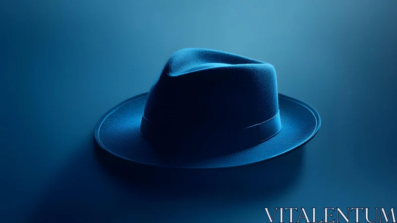 Classic Fedora Hat in Dramatic Blue Lighting, Minimalist Style.