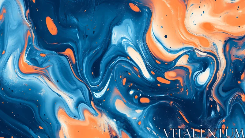 Tidal swirls of blue and orange in soothing motion.