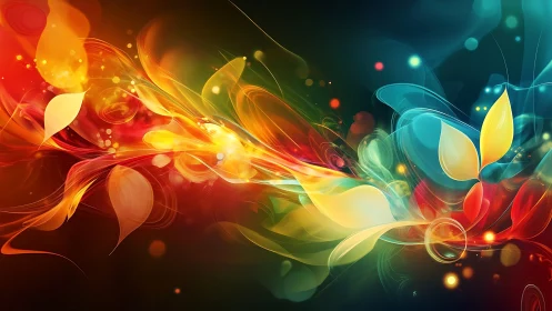 Dynamic spectral light streams form abstract leaf-like gradients