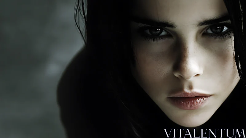 Close-up digital portrait shows intense gaze and detail