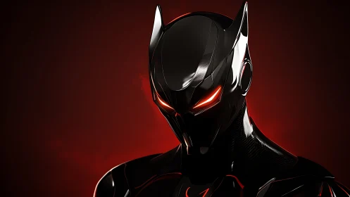 Chrome-clad night sentinel with burning neon predator gaze.