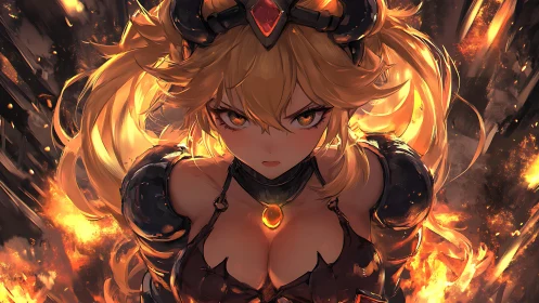 Inferno crowned warrior locks eyes with the roaring blaze