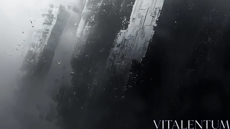 Massive vertical structures in dense atmospheric haze.