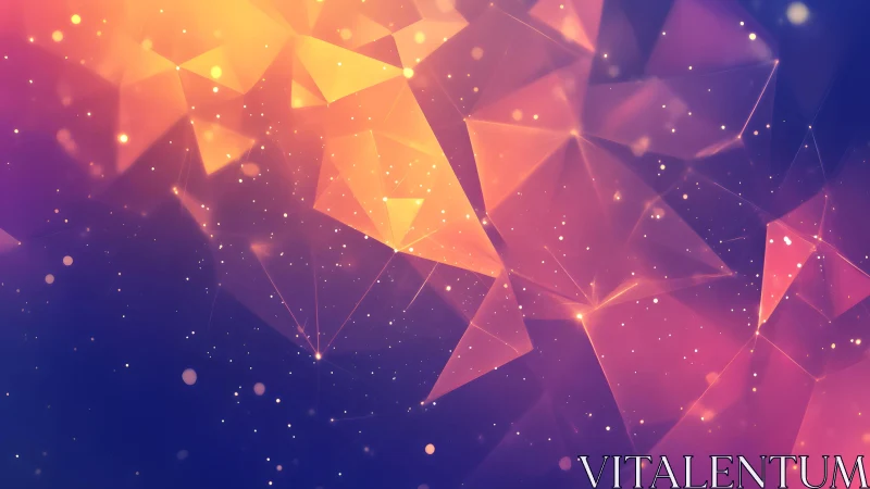 Abstract geometric polygon background in vibrant purple and gold tones.