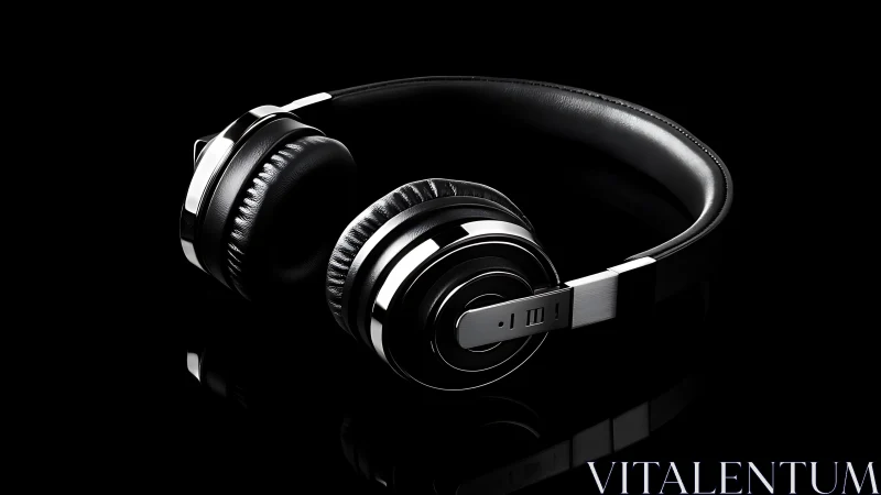 Premium over-ear headphones rendered with metallic accents and leather finish