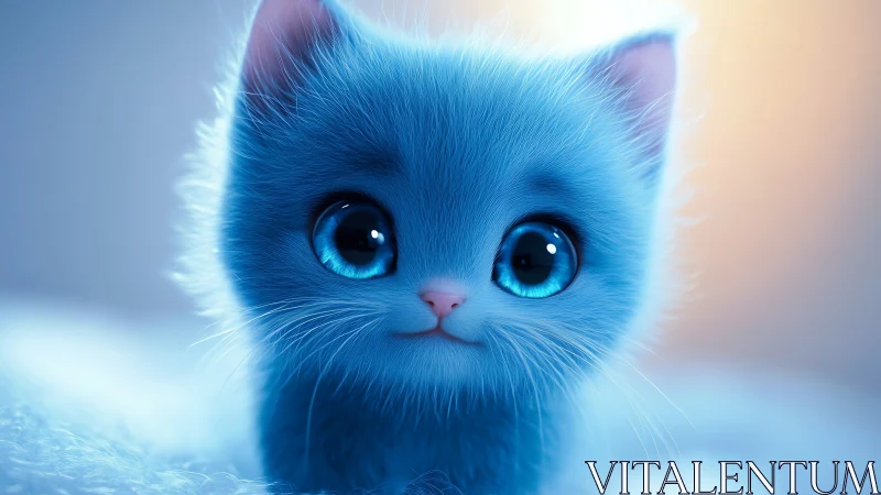 Ethereal Blue Kitten with Mesmerizing Turquoise Eyes.