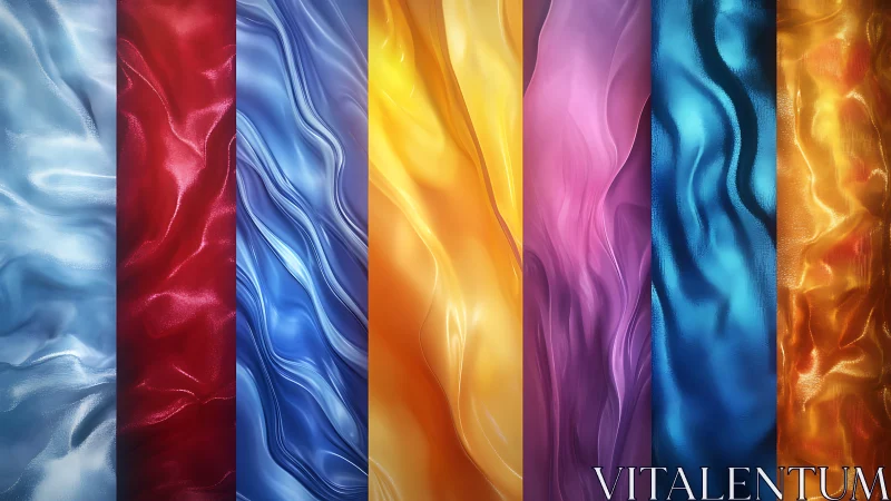 Liquid gradient fabric panels in vivid vertical spectrum.