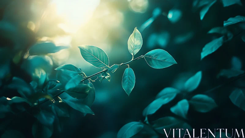 Sunlit Green Leaves in Dreamy Nature Photography Style.