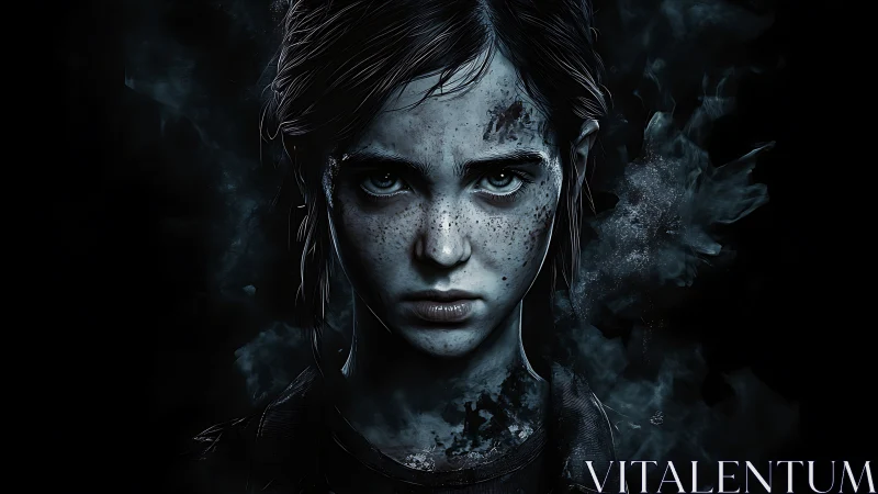 Fierce young survivor standing strong in the gathering dark.