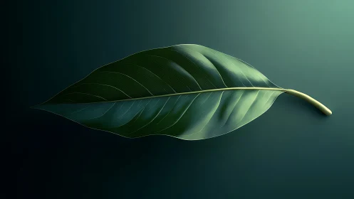 Single green leaf rendered with hyperreal soft lighting.