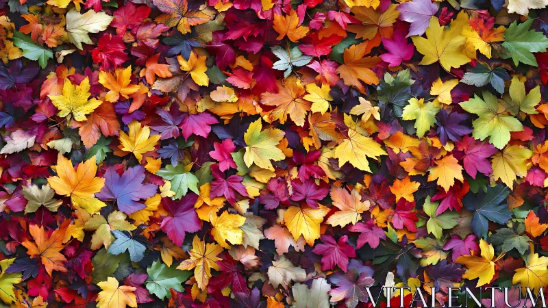 Autumn leaf confetti explodes in a kaleidoscope of color.