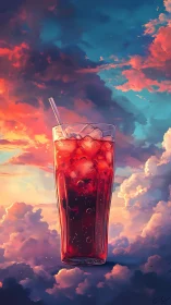 Crimson Elixir Suspended in Sunset Theater.