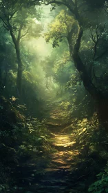 Luminous Woodland Passage: A Cathedral of Emerald Light.