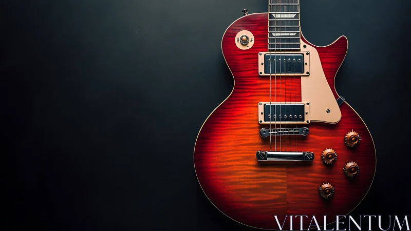Sunburst electric guitar body and hardware under studio light