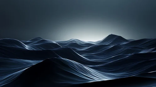 Abstract metallic seascape under cold horizon light.