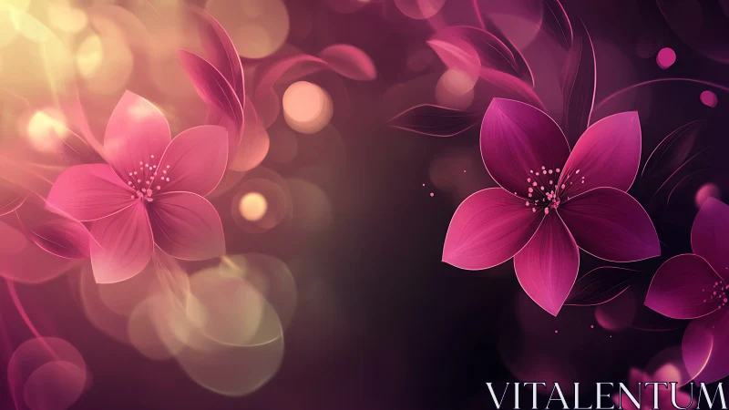 Floral Composition with Pink Blossoms and Bokeh Effect