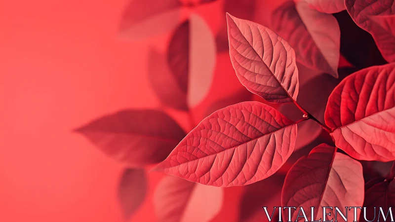 Blush-tinted leaves basking softly in a warm red glow.