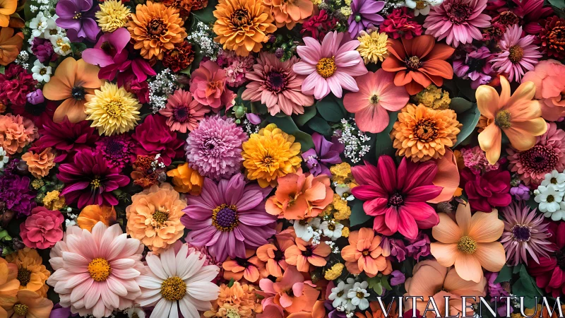 Colorful Flower Garden Arrangement with Dahlias and Gerberas.