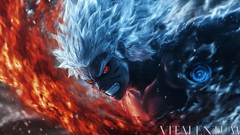 Fury Between Flame And Frost, A White Haired Storm Unleashed.