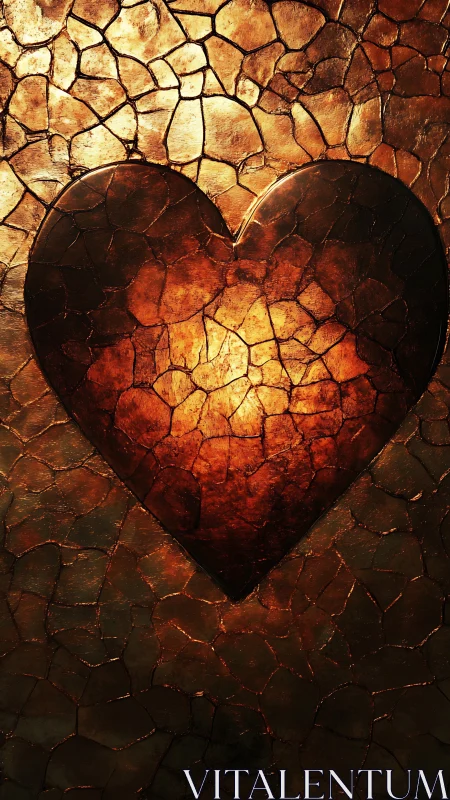 Burning Heart Against Fractured Earth Landscape