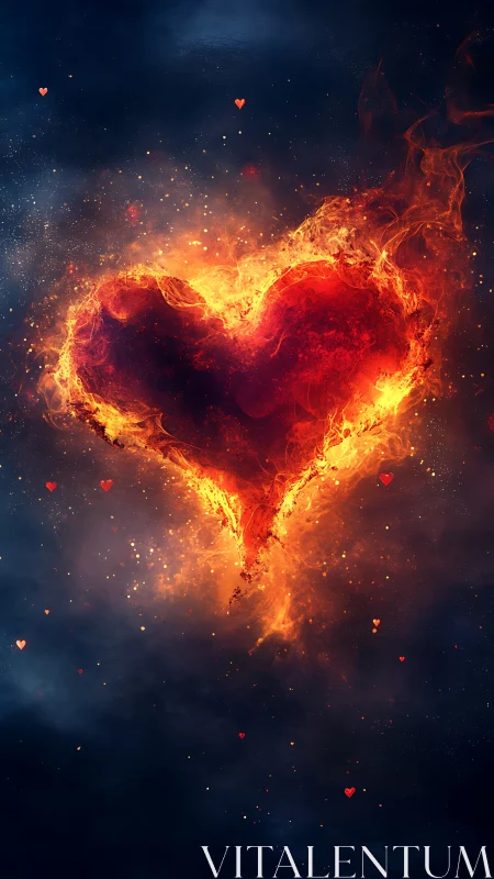 Fiery Heart Ignites Against Dark Cosmic Backdrop