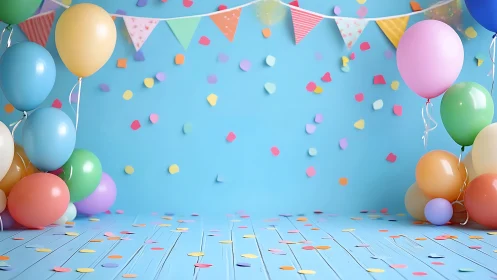 Vibrant Birthday Party Scene With Colorful Balloons.