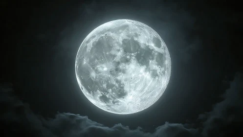 Luminous lunar lantern drifting above whispered stormclouds.