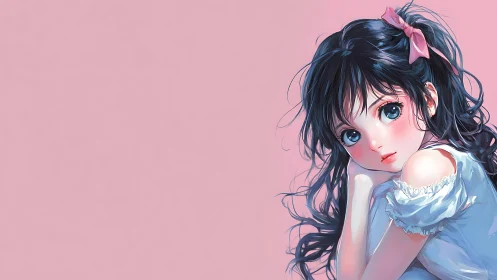 High-chroma anime portrait with volumetric hair rendering.